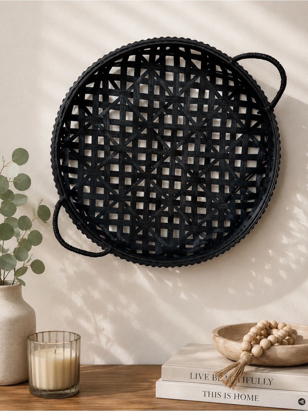 Rattan black Decor tray